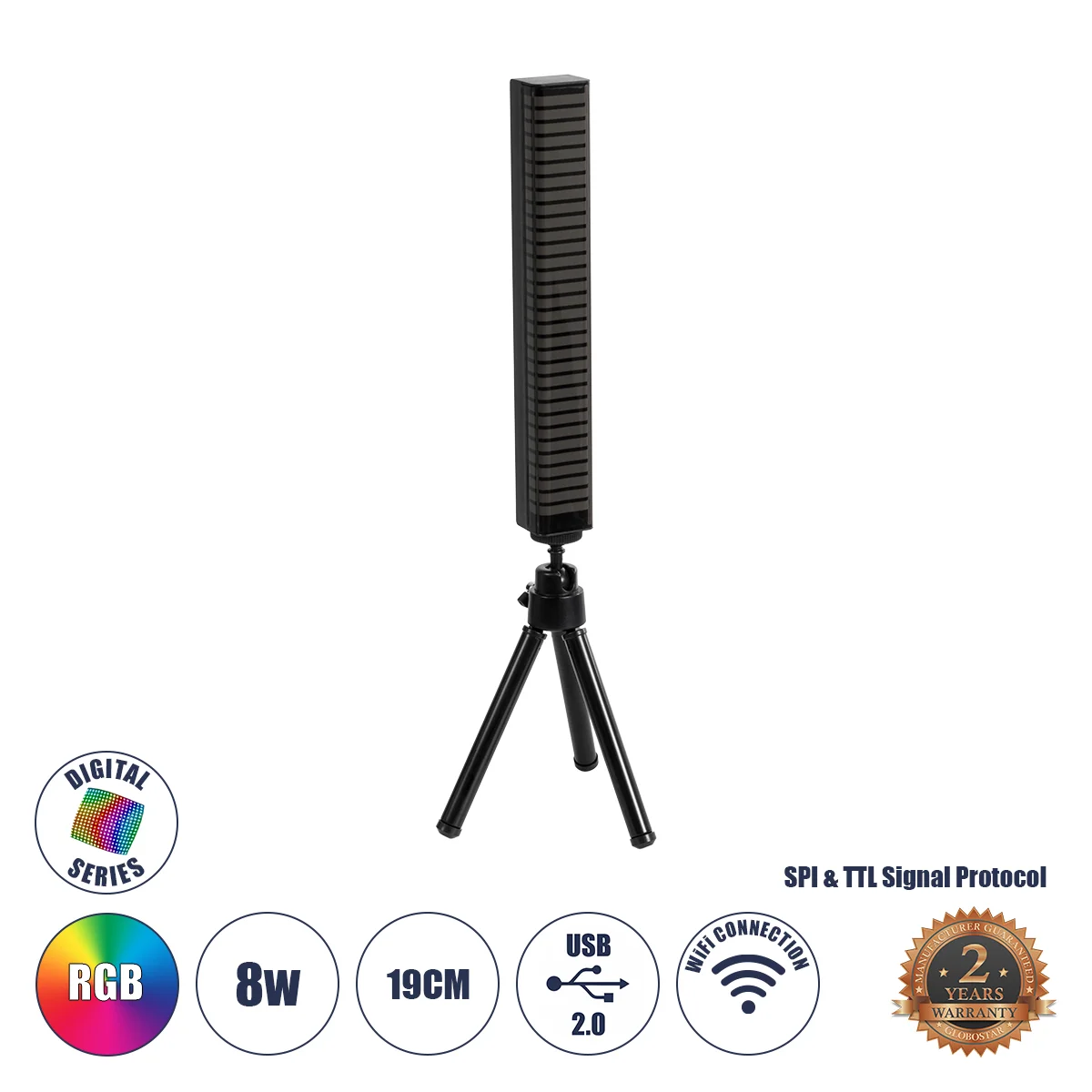 Φωτογραφία προϊόντος: GLOBOSTAR® DIGICOLUMN 90761 Μοντέρνο Επιτραπέζιο Γραμμικό Ψηφιακό Φωτιστικό Digital Pixel Symphony Bar με RF Ασύρματο Χειριστήριο LED 8W 640lm 90° DC 5V με USB 2.0 IP20 Πολύχρωμο R