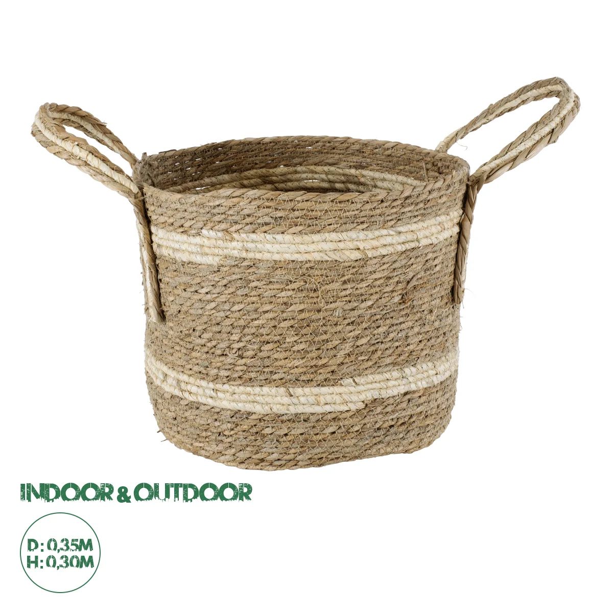 Φωτογραφία προϊόντος: GloboStar® Artificial Garden NAXOS 20334 Διακοσμητικό Πλεκτό Καλάθι - Κασπώ Γλάστρα - Flower Pot Μπεζ με Καφέ Φ35cm x Υ30cm