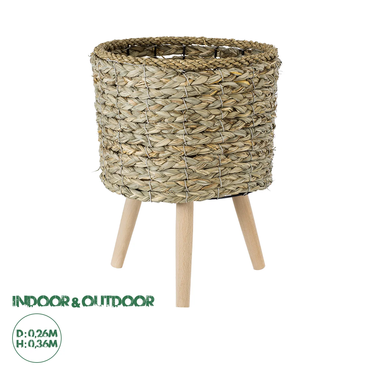 Φωτογραφία προϊόντος: GloboStar® Artificial Garden SKOPELOS 20296 Διακοσμητικό Πλεκτό Καλάθι - Κασπώ Γλάστρα - Flower Pot Μπεζ με Καφέ Φ26cm x Υ36cm