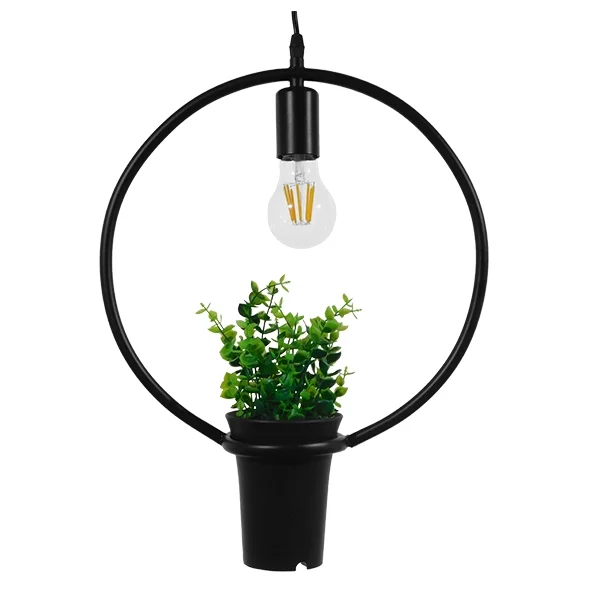 Φωτογραφία προϊόντος: GLOBOSTAR® FLOWERPOT 10001212 Μοντέρνο Κρεμαστό Φωτιστικό Οροφής με Ντουί 1 x E27 AC 220-240V IP20 - Μαύρο & Πράσινο - Μ30 x Π30 x Υ30cm
