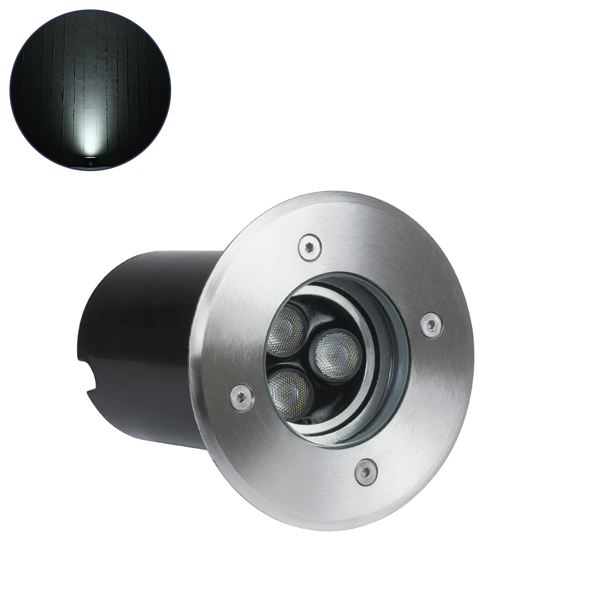 Φωτογραφία προϊόντος: GloboStar® UNDERWATER-LUNTA 90402 Υποβρύχιο Χωνευτό Κινούμενο Φωτιστικό Σποτ Ειδικό για Σιντριβάνια LED 12W 1200lm 60° DC 24V Αδιάβροχο IP68 Φ12 x Υ13cm Ψυχρό Λευκό 6000K - Ανοξείδ