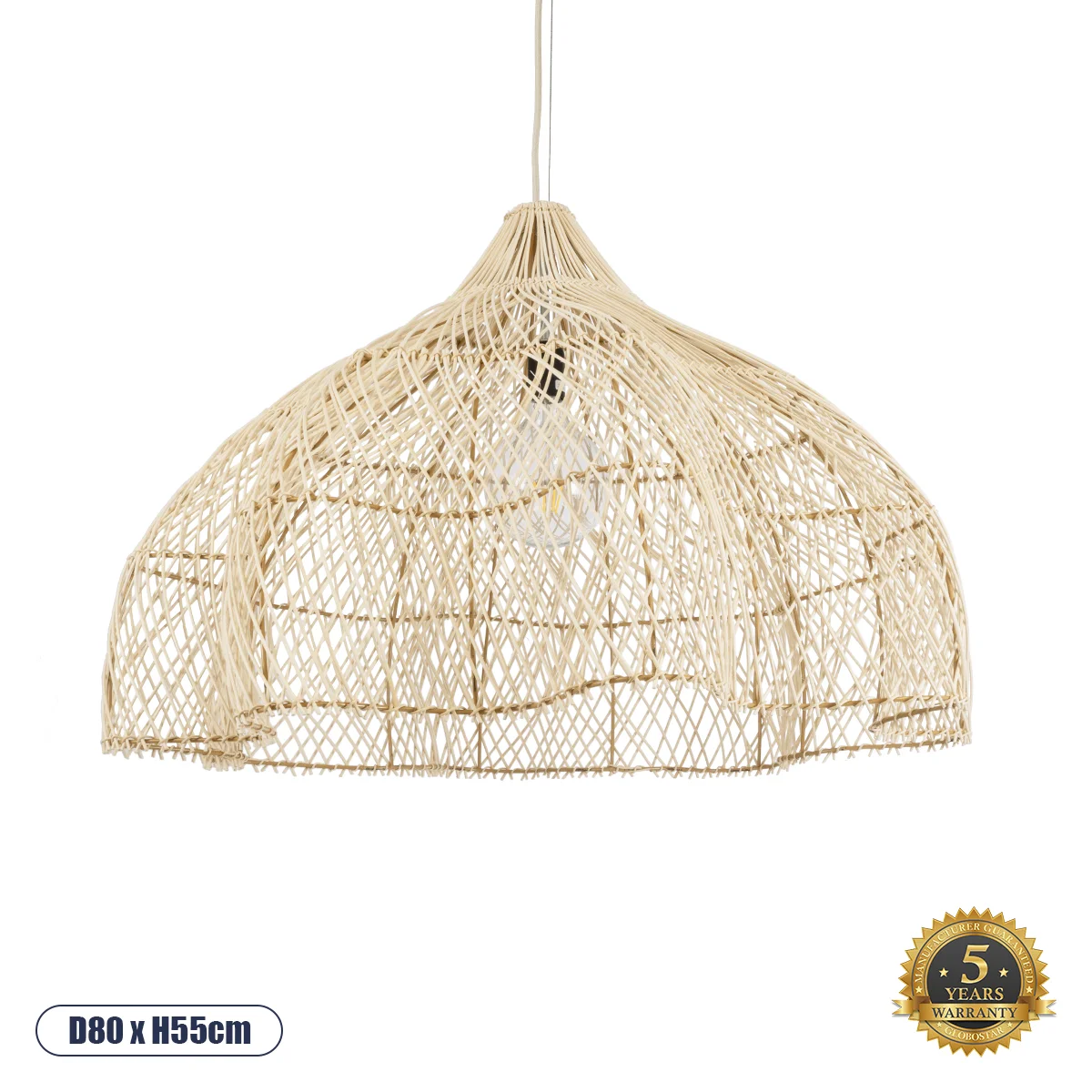 Φωτογραφία προϊόντος: GLOBOSTAR® ADEJE 02211 Boho Κρεμαστό Φωτιστικό Οροφής με Ντουί 1 x E27 AC 220-240V IP20 - Μπεζ - Μ80 x Π80 x Υ55cm