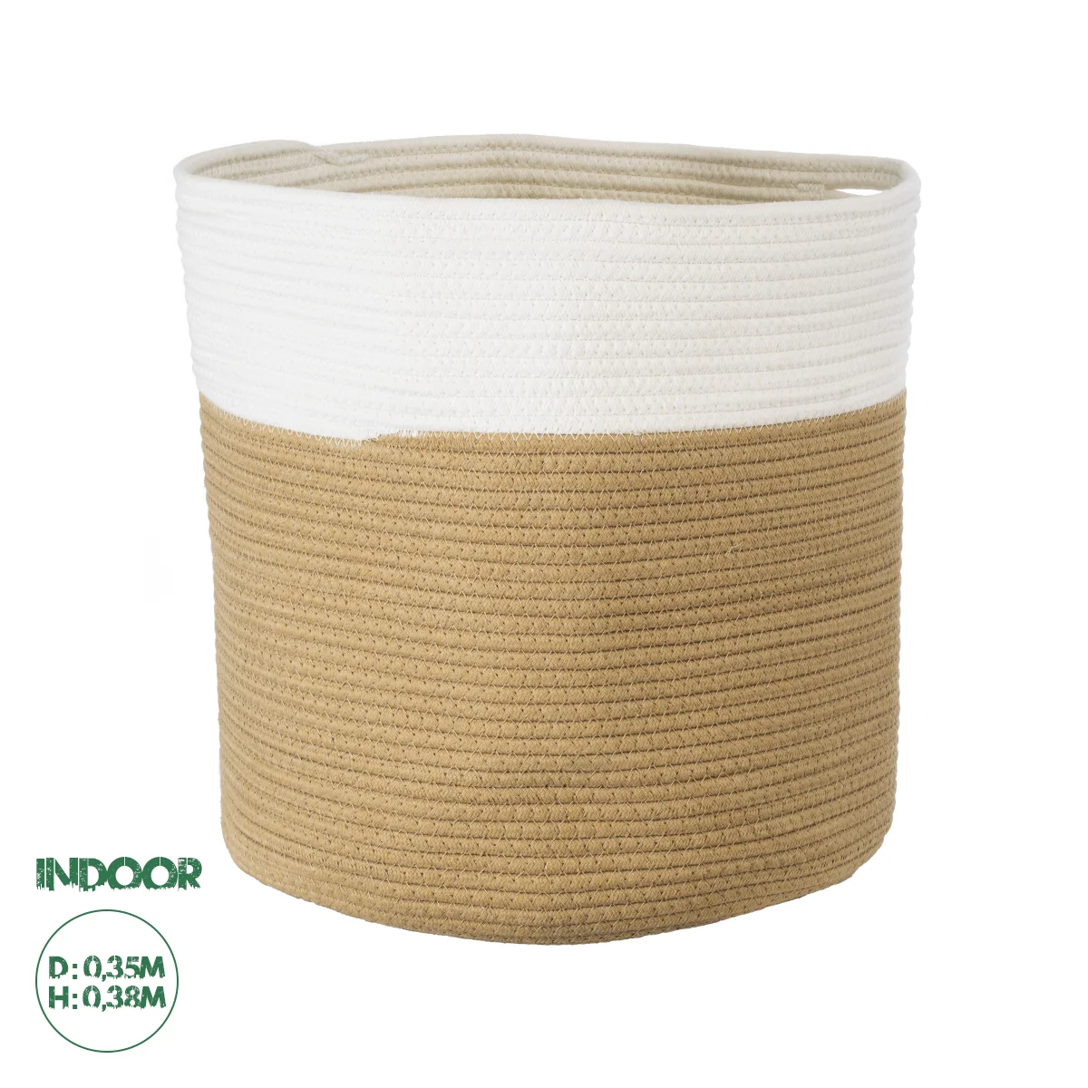 Φωτογραφία προϊόντος: GloboStar® Artificial Garden PALAWAN 20201 Διακοσμητικό Πλεκτό Καλάθι - Κασπώ Γλάστρα - Flower Pot Μπεζ με Λευκό Π35cm x Υ38cm