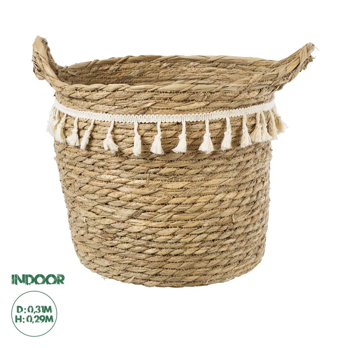 Φωτογραφία προϊόντος: GloboStar® Artificial Garden SANTORINI 20286 Διακοσμητικό Πλεκτό Καλάθι - Κασπώ Γλάστρα - Flower Pot Μπεζ με Μακραμέ Φ31cm x Υ29cm