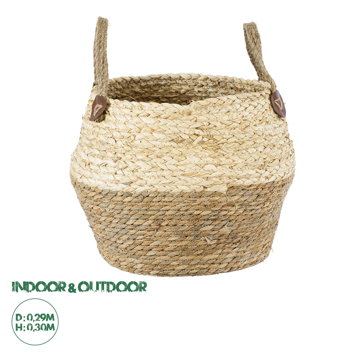 Φωτογραφία προϊόντος: GloboStar® Artificial Garden ANDROS 20317 Διακοσμητικό Πλεκτό Καλάθι - Κασπώ Γλάστρα - Flower Pot Καφέ με Μπεζ Φ29cm x Υ30cm