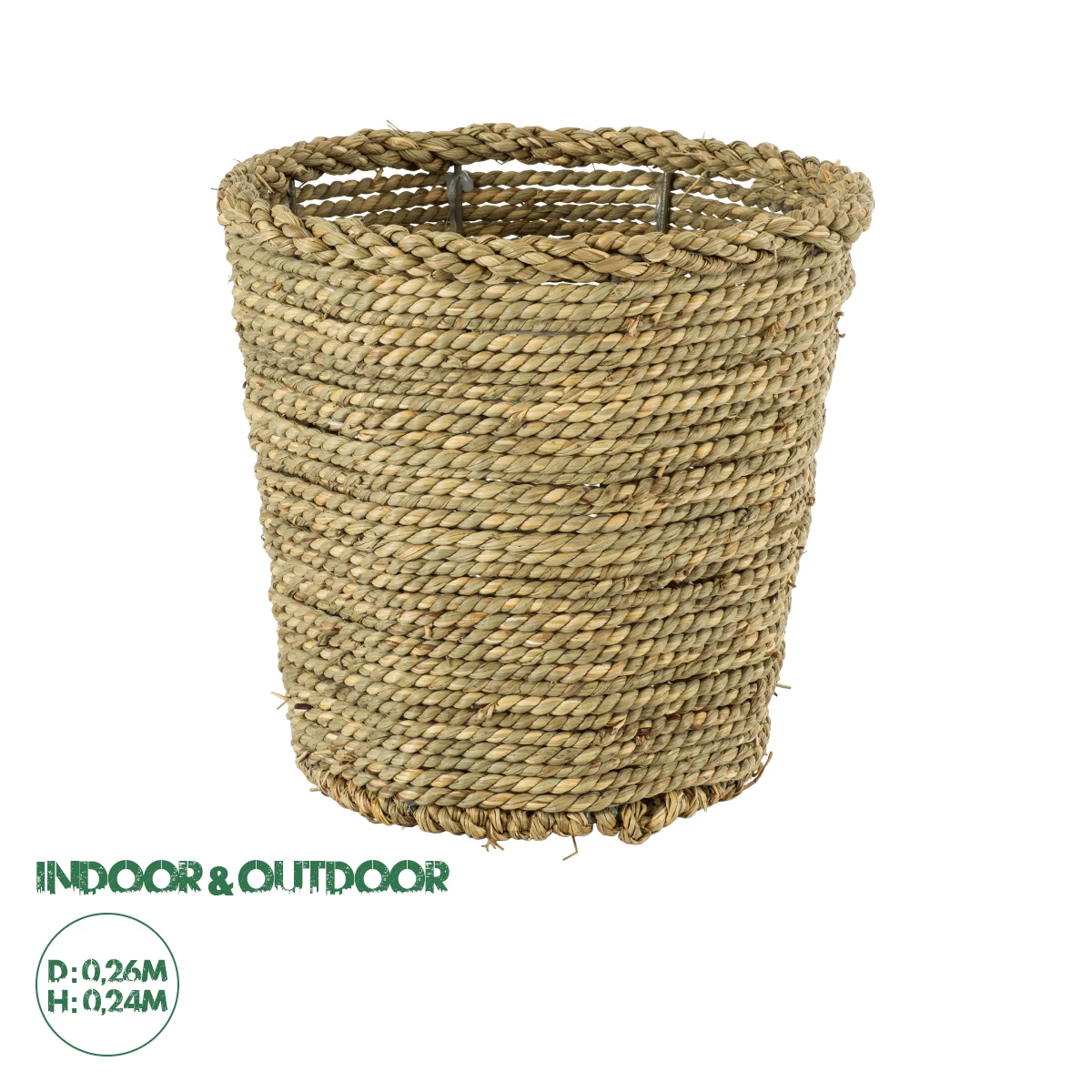 Φωτογραφία προϊόντος: GloboStar® Artificial Garden THASSOS 20294 Διακοσμητικό Πλεκτό Καλάθι - Κασπώ Γλάστρα - Flower Pot Μπεζ με Καφέ Φ26cm x Υ24cm