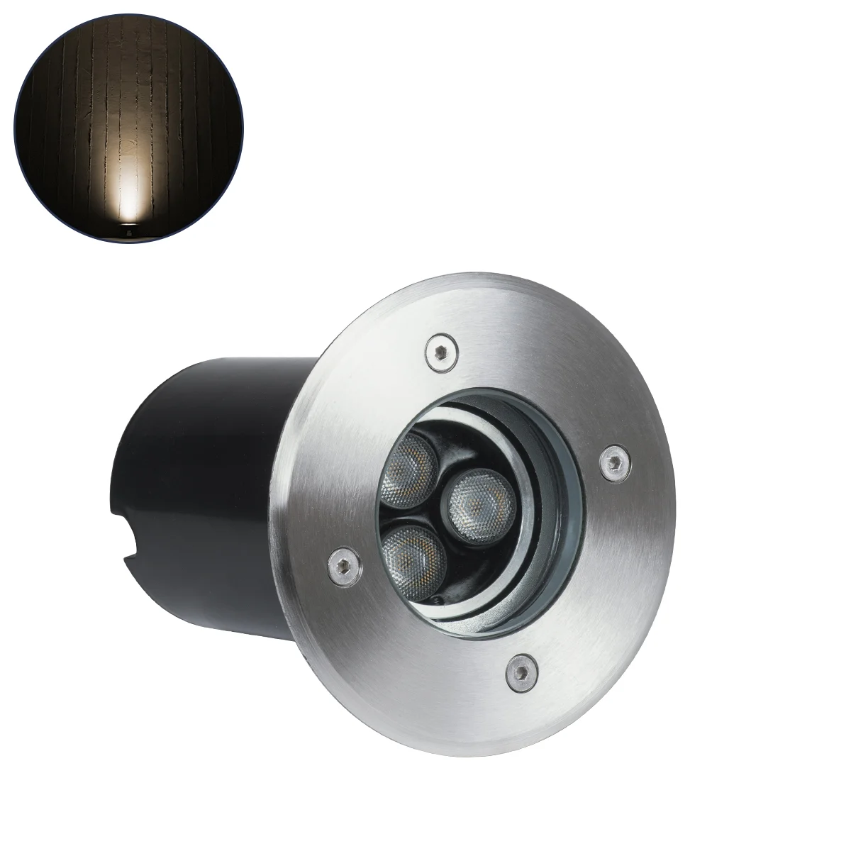 Φωτογραφία προϊόντος: GloboStar® UNDERWATER-LUNTA 90401 Υποβρύχιο Χωνευτό Κινούμενο Φωτιστικό Σποτ Ειδικό για Σιντριβάνια LED 12W 1080lm 60° DC 24V Αδιάβροχο IP68 Φ12 x Υ13cm Θερμό Λευκό 2700K - Ανοξείδ