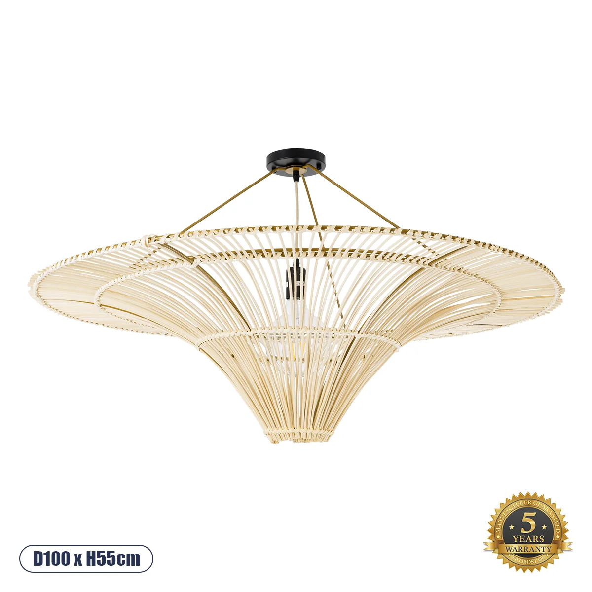 Φωτογραφία προϊόντος: GLOBOSTAR® PALERMO 02153 Boho Φωτιστικό Οροφής με Ντουί 1 x E27 AC 220-240V IP20 - Μπεζ - Μ100 x Π100 x Υ55cm