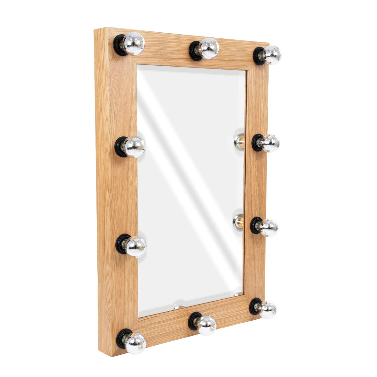 Φωτογραφία προϊόντος: GloboStar® MAKEUP MIRROR-60x90-1 Μοντέρνος Καθρέπτης Μακιγιάζ με Πλαίσιο Φυσικού Ξύλου με Διακόπτη On/Off 10 x E27 AC220-240V - Μ60 x Π7 x Υ90cm - Μπεζ Δρυς