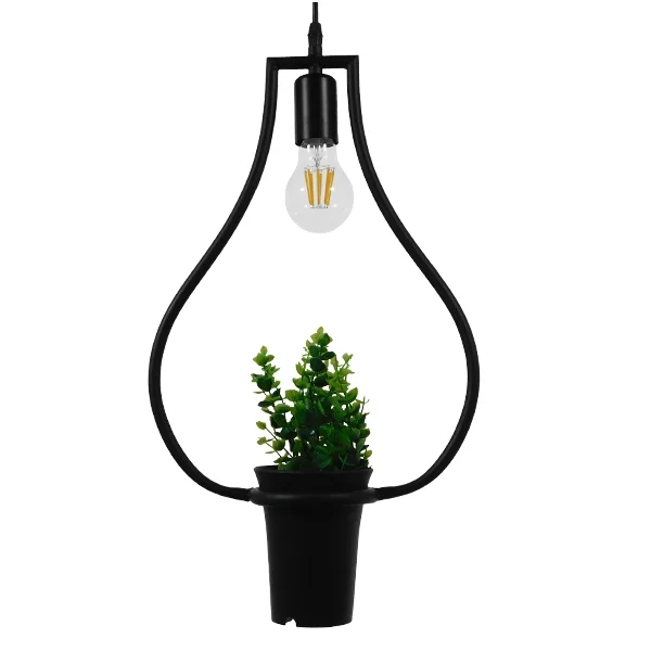 Φωτογραφία προϊόντος: GLOBOSTAR® FLOWERPOT 10001210 Μοντέρνο Κρεμαστό Φωτιστικό Οροφής με Ντουί 1 x E27 AC 220-240V IP20 - Μαύρο & Πράσινο - Μ27 x Π27 x Υ40cm