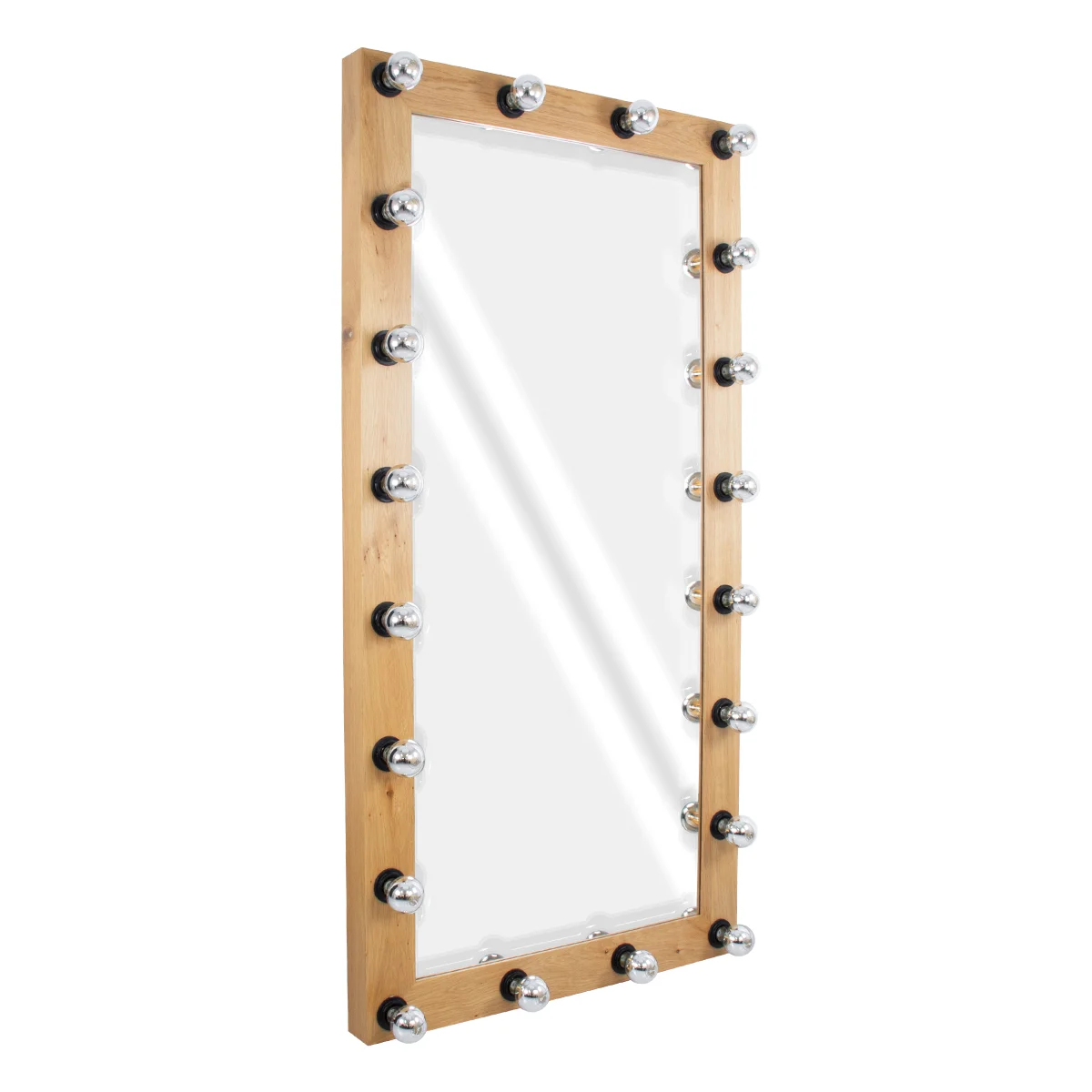 Φωτογραφία προϊόντος: GloboStar® MAKEUP MIRROR-160x80-1 Μοντέρνος Καθρέπτης Μακιγιάζ με Πλαίσιο Φυσικού Ξύλου με Διακόπτη On/Off 20 x E27 AC220-240V - Μ80 x Π7 x Υ160cm - Μπεζ Δρυς