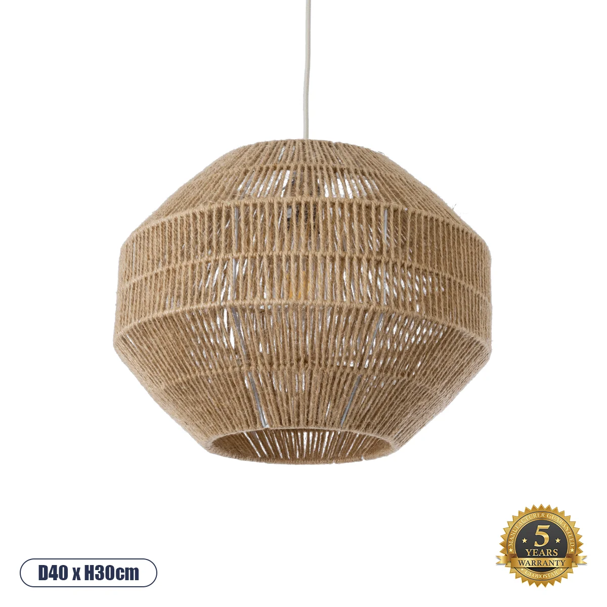 Φωτογραφία προϊόντος: GLOBOSTAR® CAYMAN 00522 Boho Κρεμαστό Φωτιστικό Οροφής με Ντουί 1 x E27 AC 220-240V IP20 - Μπεζ - Μ40 x Π40 x Υ30cm