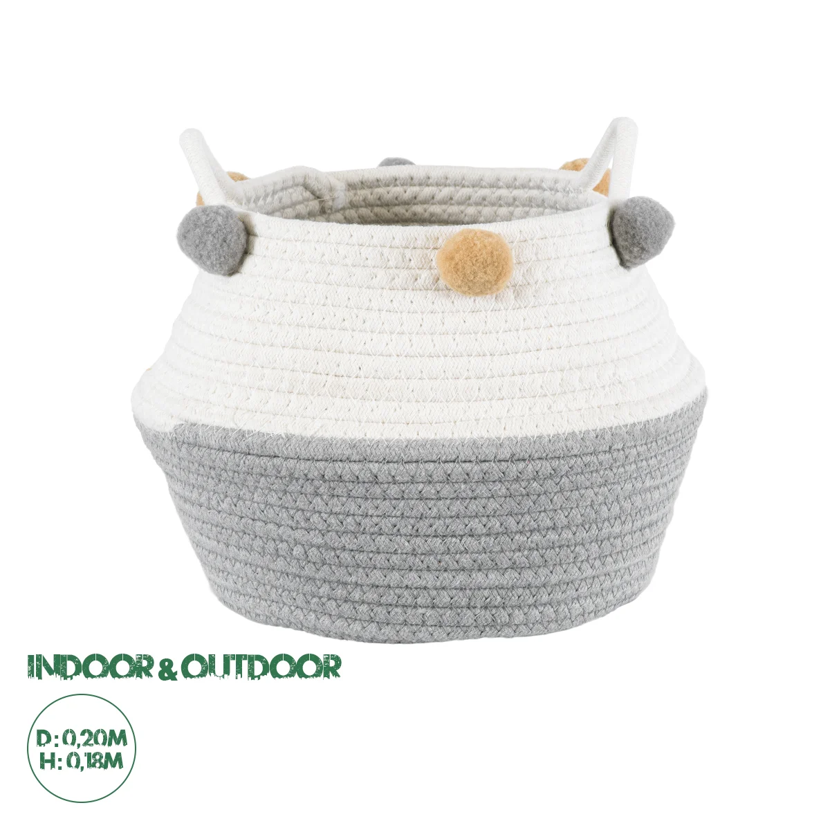 Φωτογραφία προϊόντος: GloboStar® Artificial Garden KYTHNOS 20312 Διακοσμητικό Πλεκτό Καλάθι - Κασπώ Γλάστρα - Flower Pot Γκρι με Λευκό Φ20cm x Υ18cm