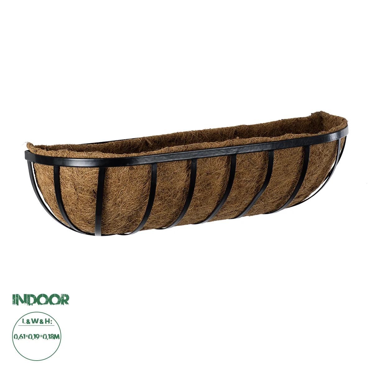 Φωτογραφία προϊόντος: GloboStar® Artificial Garden OINOUSSES 20481 Επιτοίχιο Κασπώ Γλάστρα - Flower Pot από Φλοιό Καρύδας Καφέ Μ61cm x Π19cm x Υ18cm