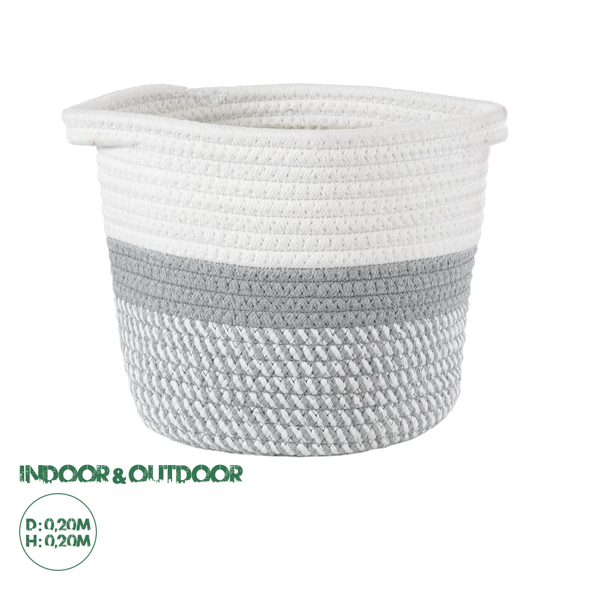 Φωτογραφία προϊόντος: GloboStar® Artificial Garden POSITANO 20318 Διακοσμητικό Πλεκτό Καλάθι - Κασπώ Γλάστρα - Flower Pot Γκρι με Λευκό Φ20cm x Υ20cm