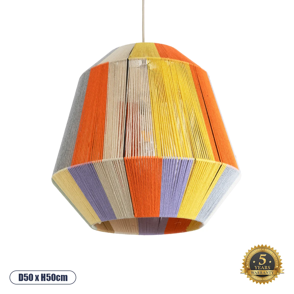 Φωτογραφία προϊόντος: GLOBOSTAR® SALERNO 02188 Boho Κρεμαστό Φωτιστικό Οροφής με Ντουί 1 x E27 AC 220-240V IP20 - Πολύχρωμο - Μ50 x Π50 x Υ50cm