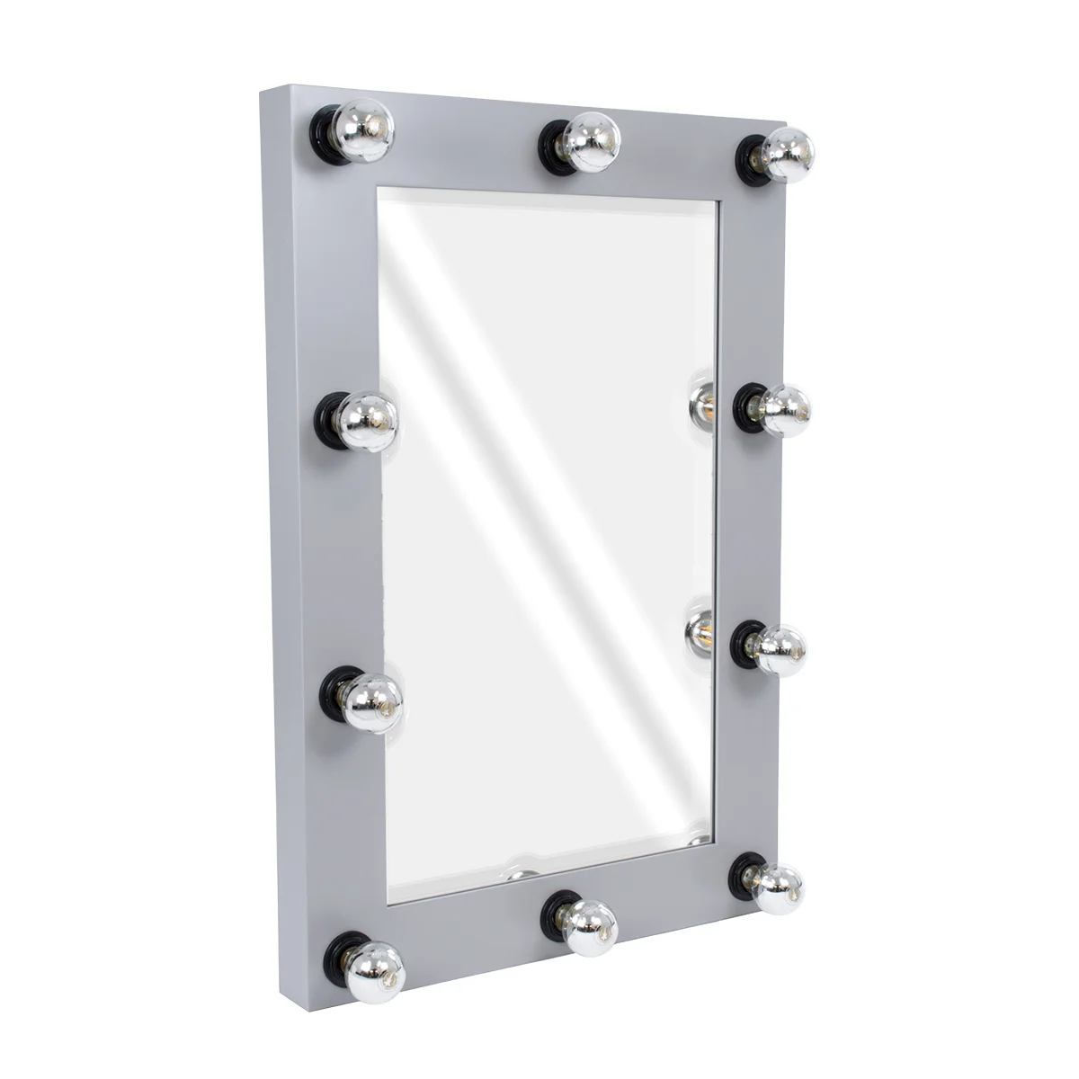 Φωτογραφία προϊόντος: GloboStar® MAKEUP MIRROR-60x90-3 Μοντέρνος Καθρέπτης Μακιγιάζ με Πλαίσιο Φυσικού Ξύλου με Διακόπτη On/Off 10 x E27 AC220-240V - Μ60 x Π7 x Υ90cm - Γκρι Τσιμέντου
