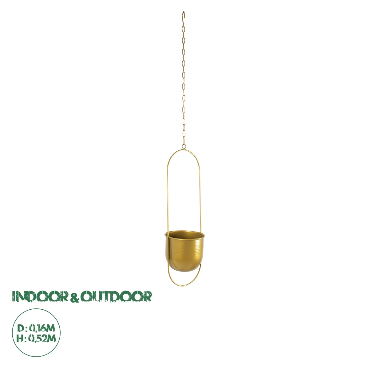 Φωτογραφία προϊόντος: GloboStar® Artificial Garden NISYROS 20488 Κρεμαστό Μεταλλικό Κασπώ Γλάστρα - Flower Pot Χρυσό Φ16cm x Υ52cm
