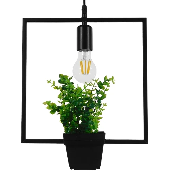 Φωτογραφία προϊόντος: GLOBOSTAR® FLOWERPOT 10001211 Μοντέρνο Κρεμαστό Φωτιστικό Οροφής με Ντουί 1 x E27 AC 220-240V IP20 - Μαύρο & Πράσινο - Μ30 x Π30 x Υ30cm