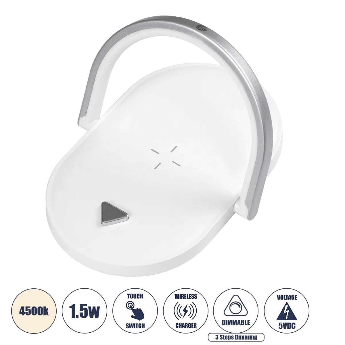Φωτογραφία προϊόντος: GloboStar® ECLIPSE 76559 Επιτραπέζιο Φωτιστικό Πορτατίφ LED 15W 1200lm 180° AC 220-240V IP20 Φυσικό Λευκό 4500K Dimmable Λευκό Πλαστικό - Μ17 x Π13 x Υ10cm - 2 Xρόνια Εγγύηση