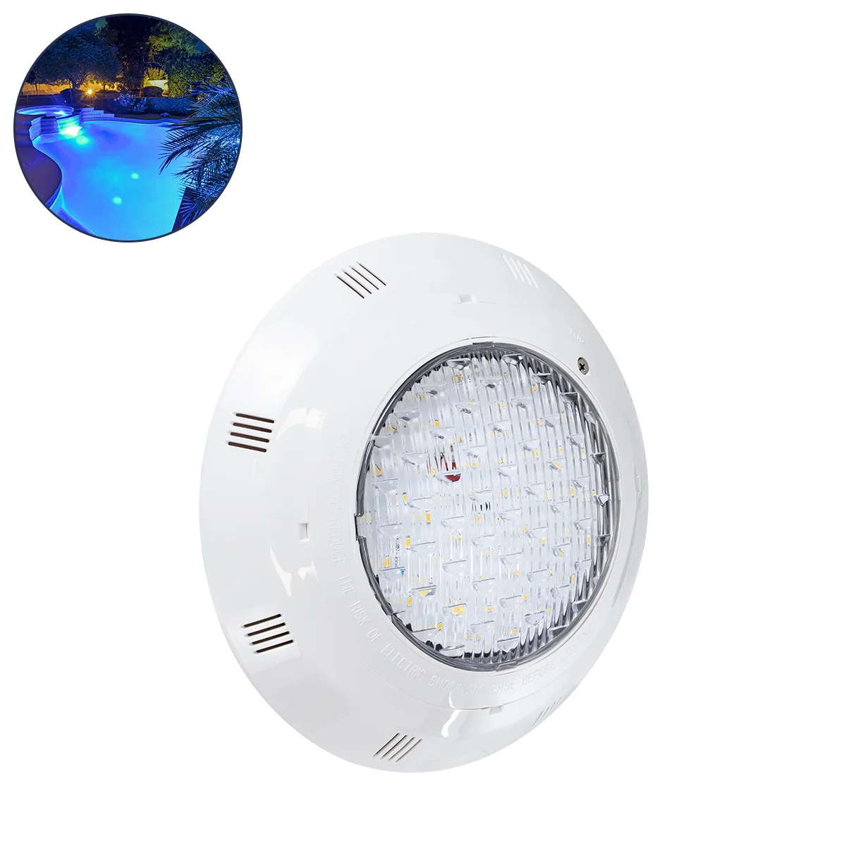 Φωτογραφία προϊόντος: GLOBOSTAR® POOLETI 61540 Υποβρύχιο Φωτιστικό για Σιντριβάνια/Πισίνες LED 25W 1875lm 120° AC/DC 12V Αδιάβροχο IP68 Θερμό Λευκό 2700K Dimmable - 2m VDE Rubber Καλώδιο - Φ30 x Υ6.5cm