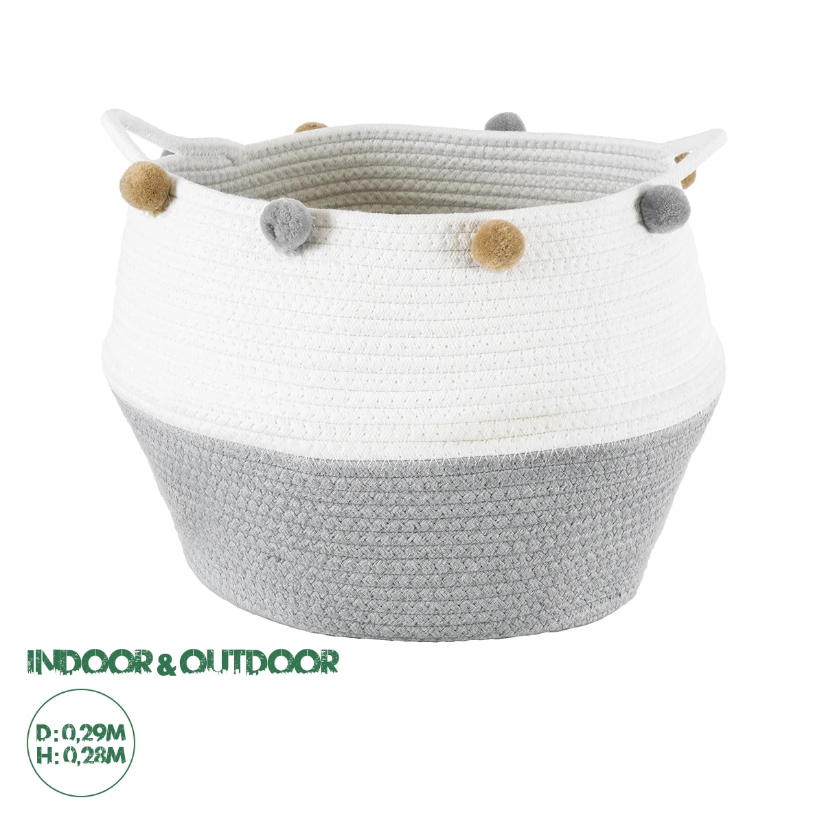 Φωτογραφία προϊόντος: GloboStar® Artificial Garden KYTHNOS 20314 Διακοσμητικό Πλεκτό Καλάθι - Κασπώ Γλάστρα - Flower Pot Γκρι με Λευκό Φ29cm x Υ28cm
