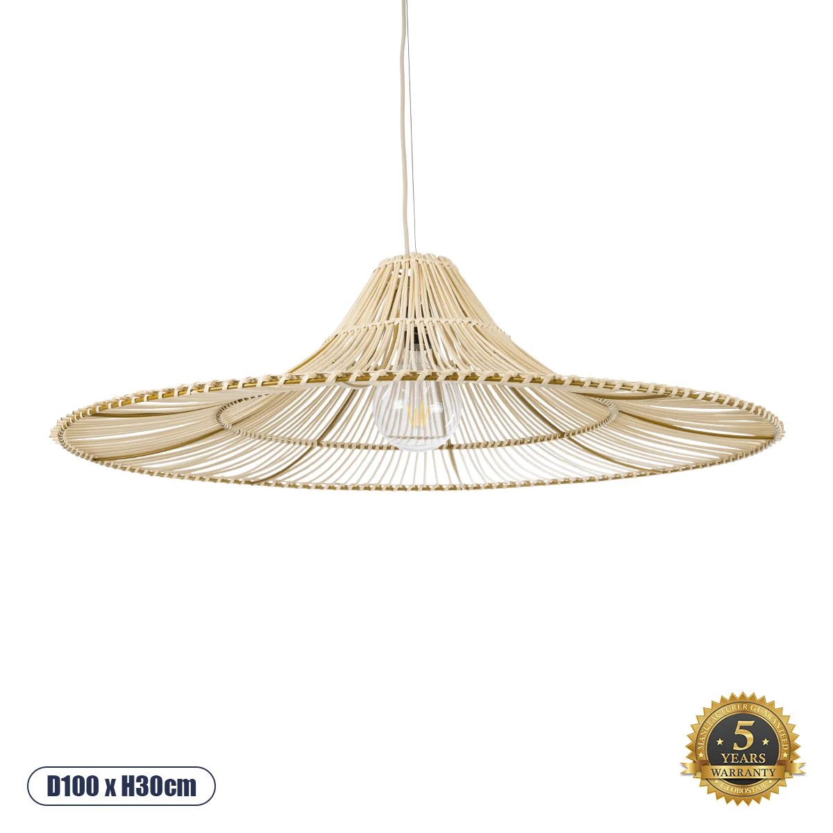 Φωτογραφία προϊόντος: GLOBOSTAR® PALERMO 02209 Boho Κρεμαστό Φωτιστικό Οροφής με Ντουί 1 x E27 AC 220-240V IP20 - Μπεζ - Μ100 x Π100 x Υ30cm