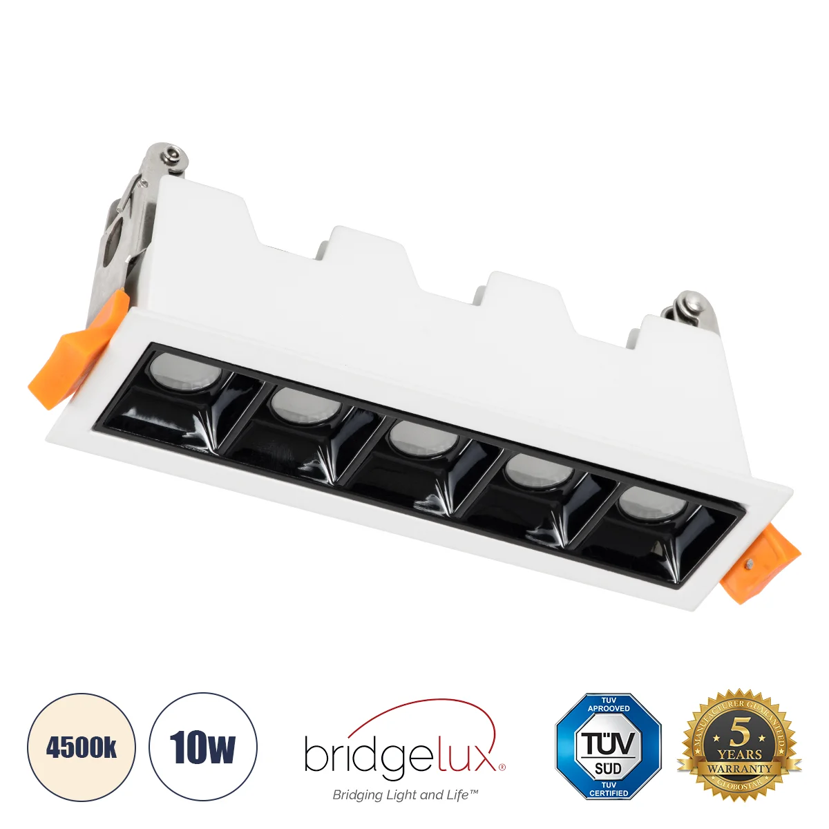 Φωτογραφία προϊόντος: GLOBOSTAR® LUMINAR 60318 Χωνευτό Downlight Σποτ LED 10W 1400lm 36° AC 220-240V IP20 Φυσικό Λευκό 4500K - Osram SMD Chip & TÜV SÜD Driver - Λευκό & Μαύρο Ματ - Μ14.8 x Π4.3 x Υ4.5cm