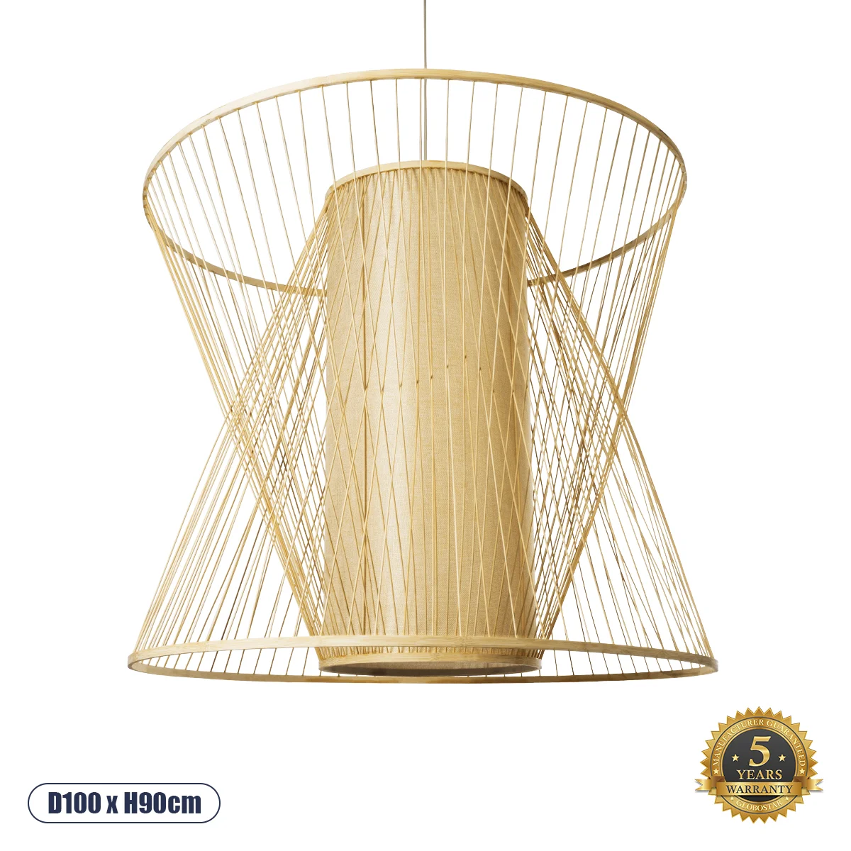 Φωτογραφία προϊόντος: GLOBOSTAR® HIBISCUS 01926 Boho Κρεμαστό Φωτιστικό Οροφής με Ντουί 1 x E27 AC 220-240V IP20 - Μπεζ - Μ100 x Π100 x Υ90cm