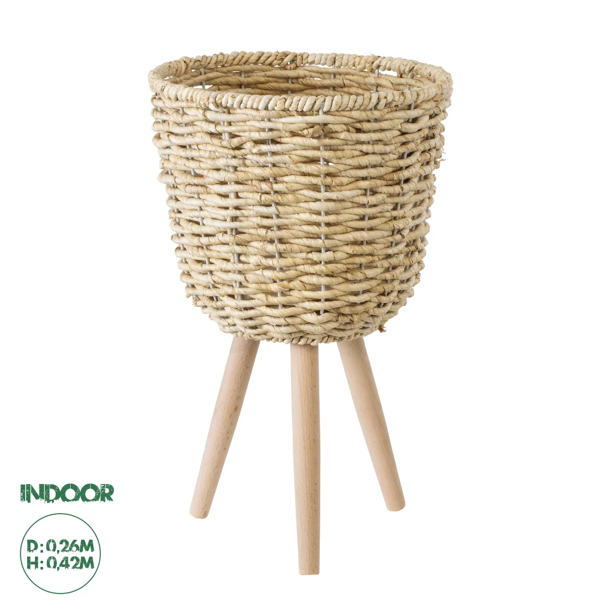 Φωτογραφία προϊόντος: GloboStar® Artificial Garden LIMNOS 20299 Διακοσμητικό Πλεκτό Καλάθι - Κασπώ Γλάστρα - Flower Pot Μπεζ Φ26cm x Υ42cm