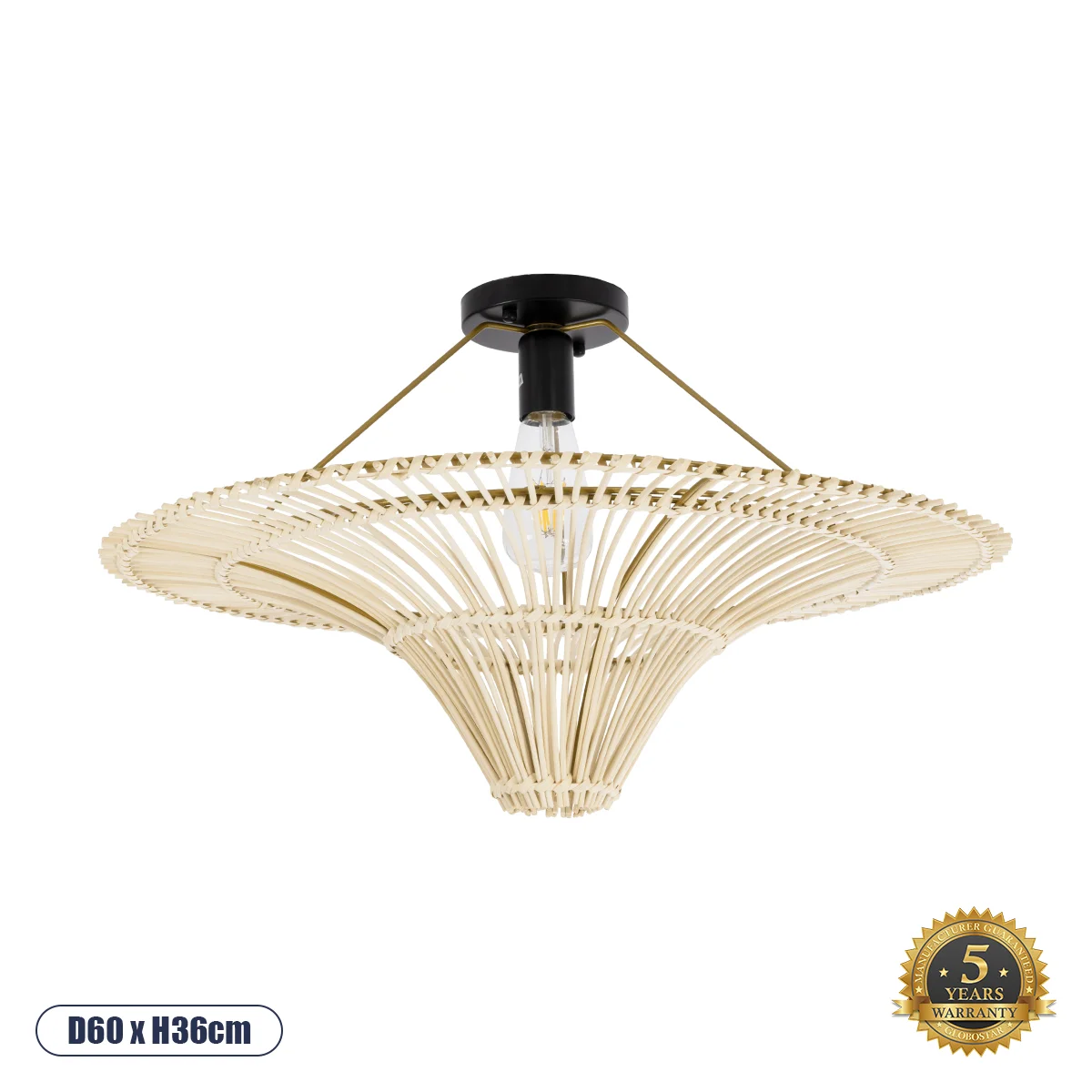 Φωτογραφία προϊόντος: GLOBOSTAR® PALERMO 02152 Boho Κρεμαστό Φωτιστικό Οροφής με Ντουί 1 x E27 AC 220-240V IP20 - Μπεζ - Μ60 x Π60 x Υ36cm