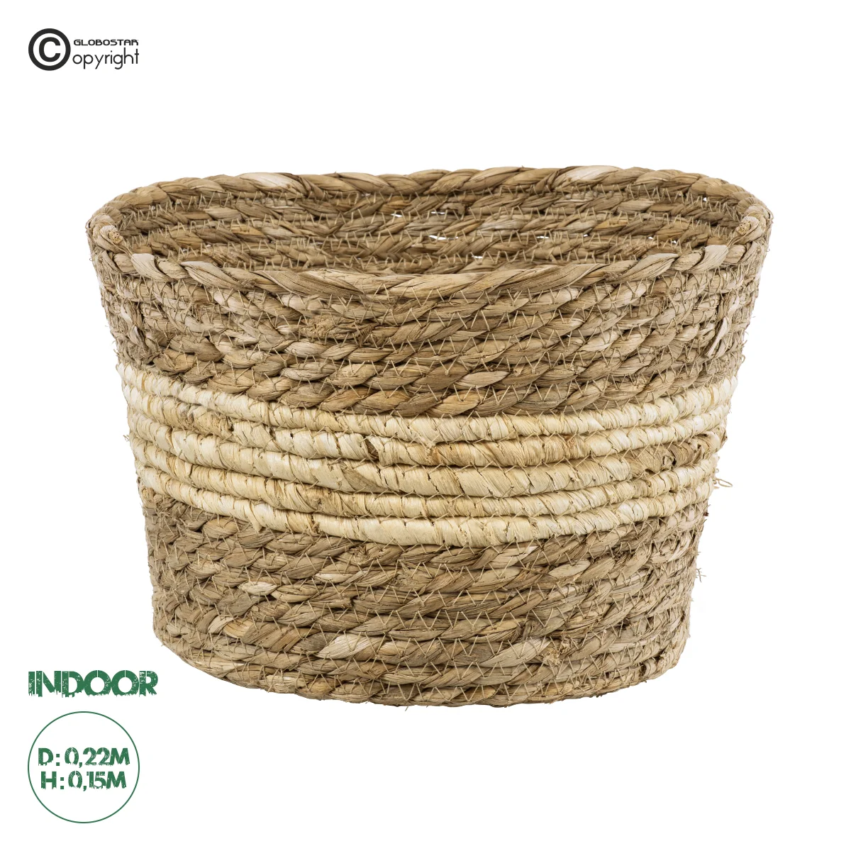 Φωτογραφία προϊόντος: GloboStar® Artificial Garden KYTHIRA 20273 Διακοσμητικό Πλεκτό Καλάθι - Κασπώ Γλάστρα - Flower Pot Μπεζ με Λευκό Φ22cm x Υ15cm
