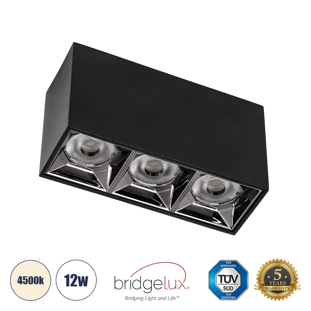Φωτογραφία προϊόντος: GLOBOSTAR® LUMINAR 60324 Downlight Σποτ LED 12W 1680lm 36° AC 220-240V IP20 Φυσικό Λευκό 4500K - Osram SMD Chip & TÜV SÜD Driver - Μαύρο Ματ - Μ11.8 x Π4.2 x Υ6.6cm - 5 Χρόνια Εγγύ