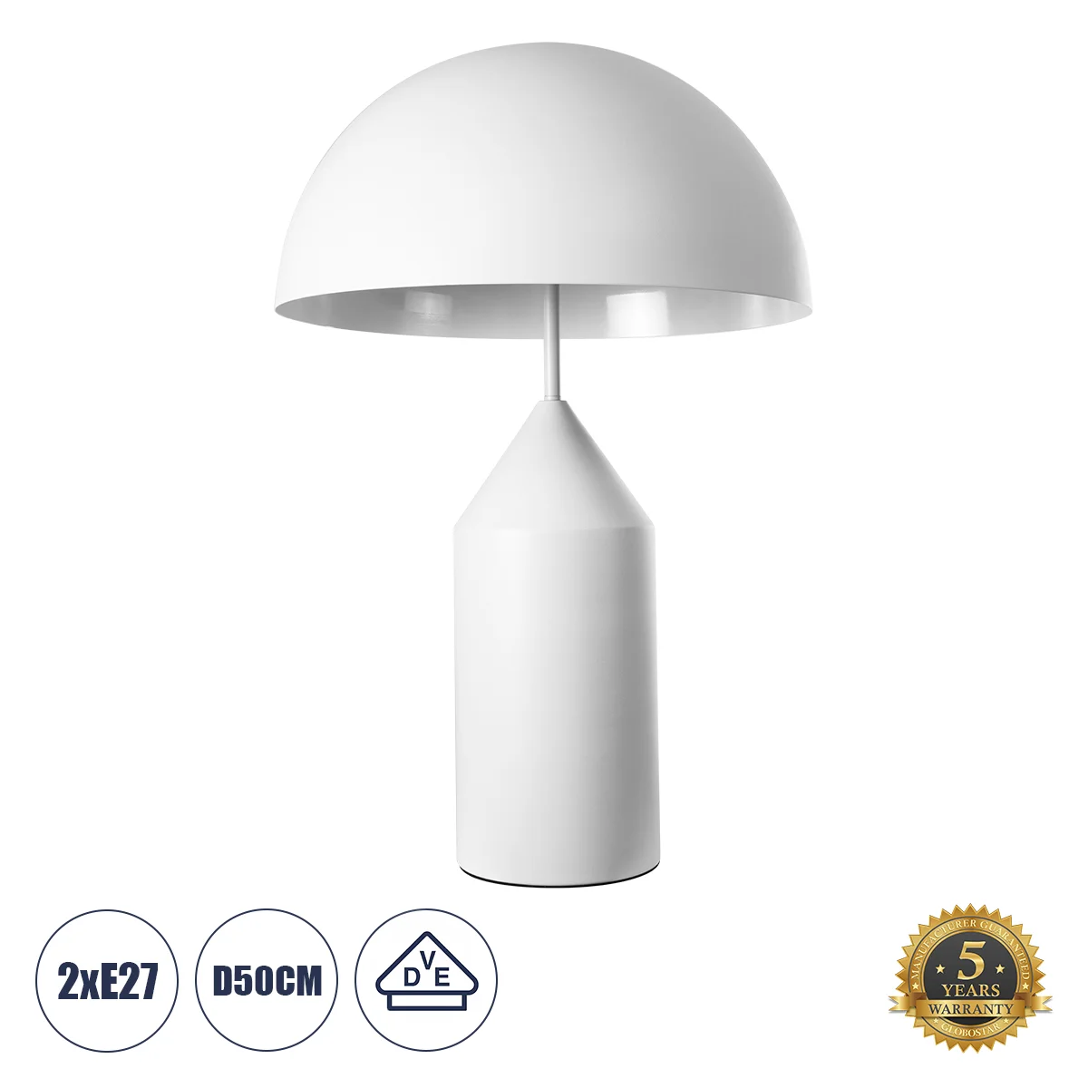Φωτογραφία προϊόντος: GLOBOSTAR® URANUS-L 61458 Μοντέρνο Επιτραπέζιο Φωτιστικό Πορτατίφ με Ντουί 2 x E27 AC 220-240V IP20 - Λευκό - Μ50 x Π50 x Υ77cm