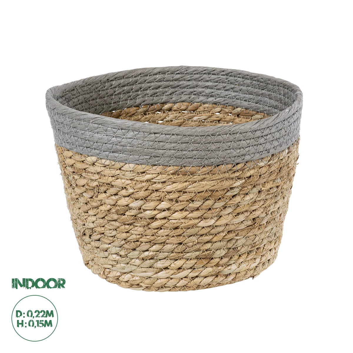 Φωτογραφία προϊόντος: GloboStar® Artificial Garden ANTIPAROS 20289 Διακοσμητικό Πλεκτό Καλάθι - Κασπώ Γλάστρα - Flower Pot Μπεζ με Γκρι Φ22cm x Υ15cm