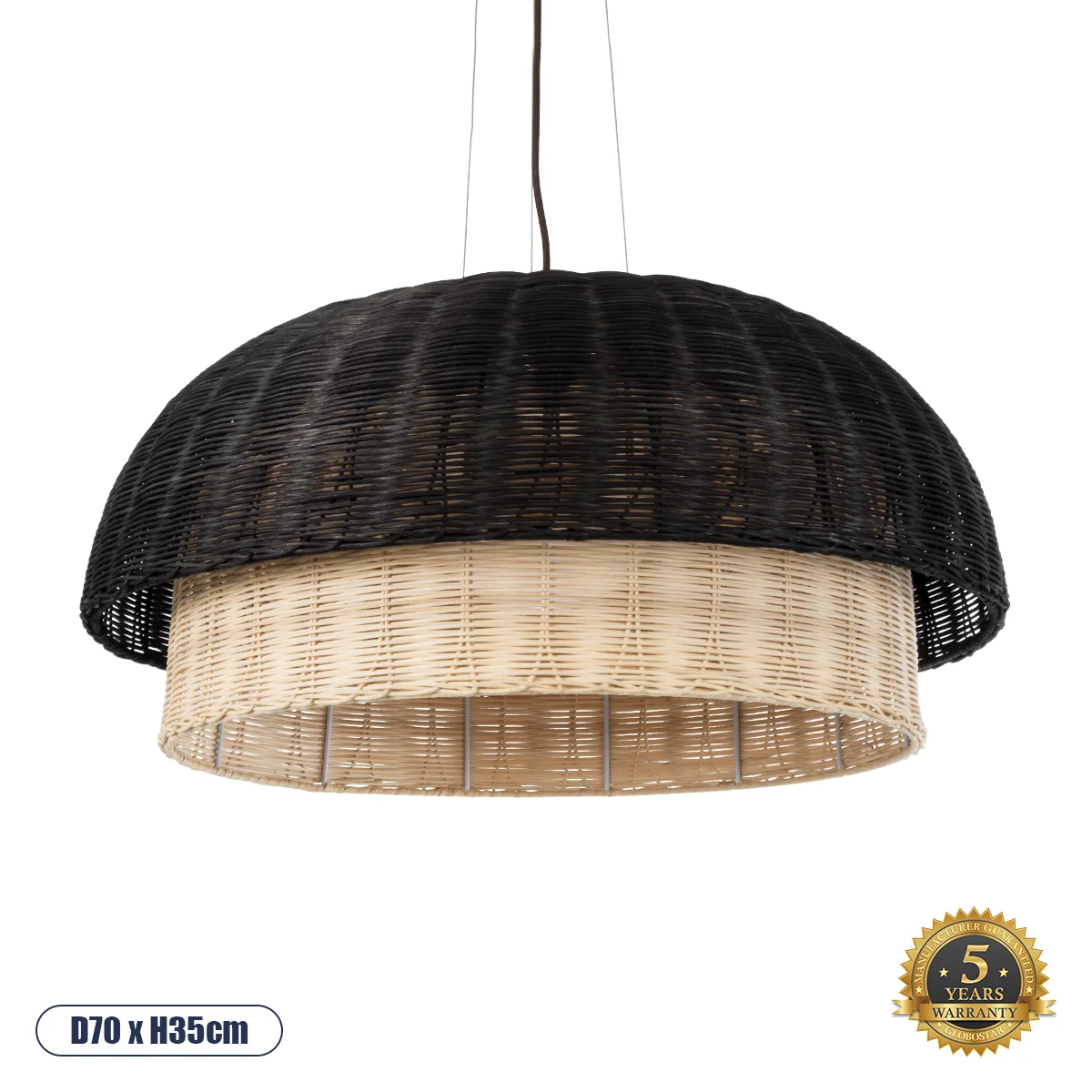 Φωτογραφία προϊόντος: GLOBOSTAR® CORSICA 02216 Boho Κρεμαστό Φωτιστικό Οροφής με Ντουί 1 x E27 AC 220-240V IP20 - Μαύρο & Μπεζ - Μ70 x Π70 x Υ35cm
