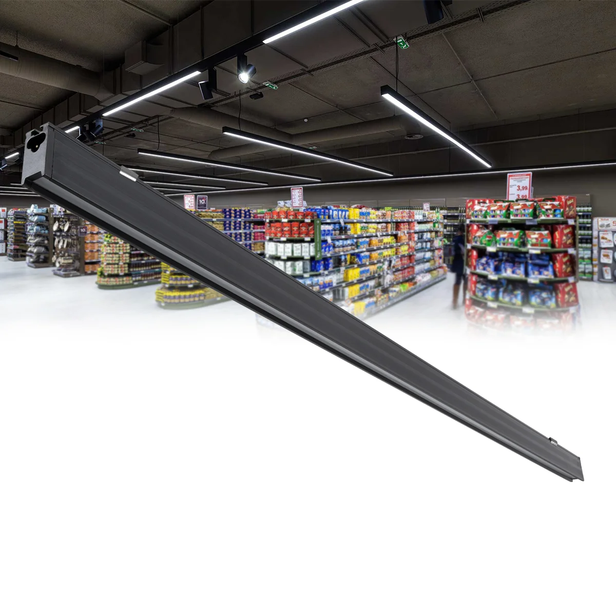 Φωτογραφία προϊόντος: GLOBOSTAR® MARKET 61020 Μοντέρνο Γραμμικό Επεκτεινόμενο Φωτιστικό Οροφής LED 18W 2230lm 60° AC 220-240V IP20 Ψυχρό Λευκό 6000K - Lumileds SMD Chip - Μαύρο Ματ - Μ120 x Π2 x Υ4cm -