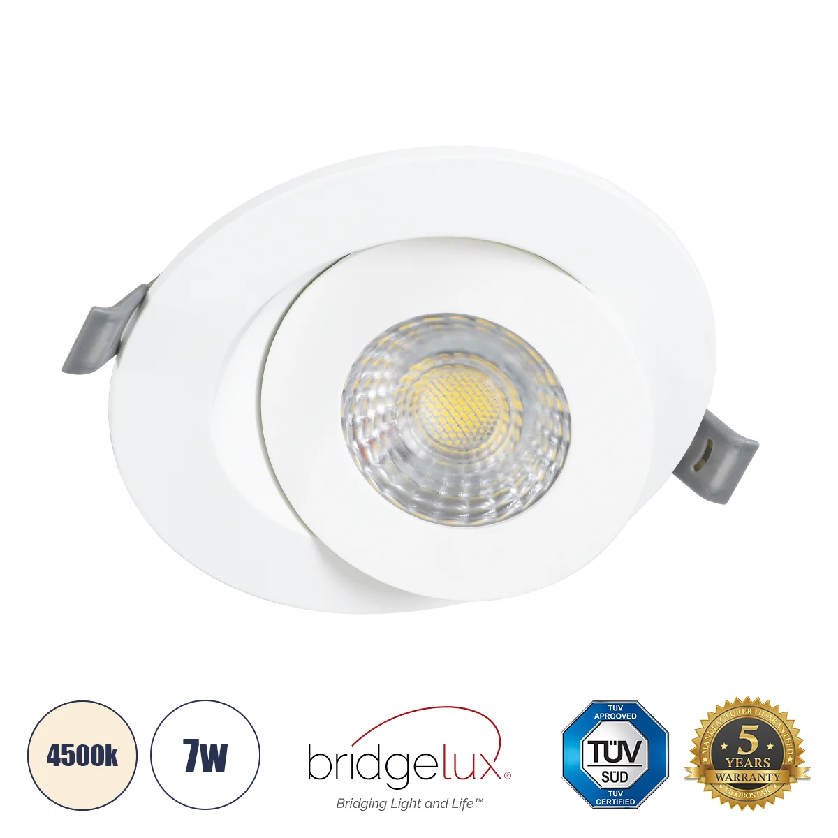 Φωτογραφία προϊόντος: GLOBOSTAR® LEXIS JOINT 60990 Χωνευτό Κινούμενο Downlight Σποτ LED 7W 680lm 45° AC 220-240V Αδιάβροχο IP44 Φυσικό Λευκό 4500K - Bridgelux SMD Chip & TÜV SÜD Driver - Λευκό Ματ - Μ12