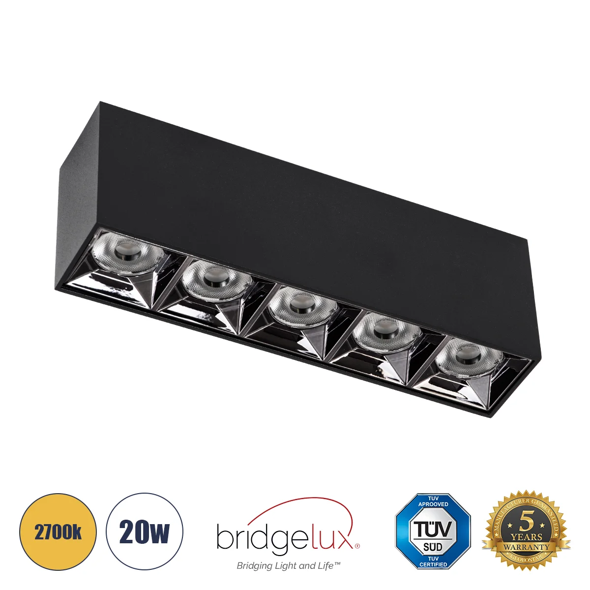 Φωτογραφία προϊόντος: GLOBOSTAR® LUMINAR 60329 Downlight Σποτ LED 20W 2700lm 36° AC 220-240V IP20 Θερμό Λευκό 2700K - Osram SMD Chip & TÜV SÜD Driver - Μαύρο Ματ - Μ19.5 x Π4.2 x Υ6.6cm - 5 Χρόνια Εγγύη