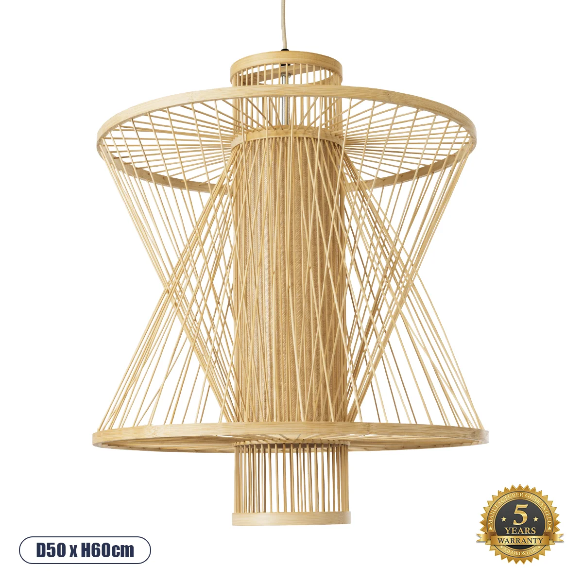 Φωτογραφία προϊόντος: GLOBOSTAR® HIBISCUS 01931 Boho Κρεμαστό Φωτιστικό Οροφής με Ντουί 1 x E27 AC 220-240V IP20 - Μπεζ - Μ50 x Π50 x Υ60cm