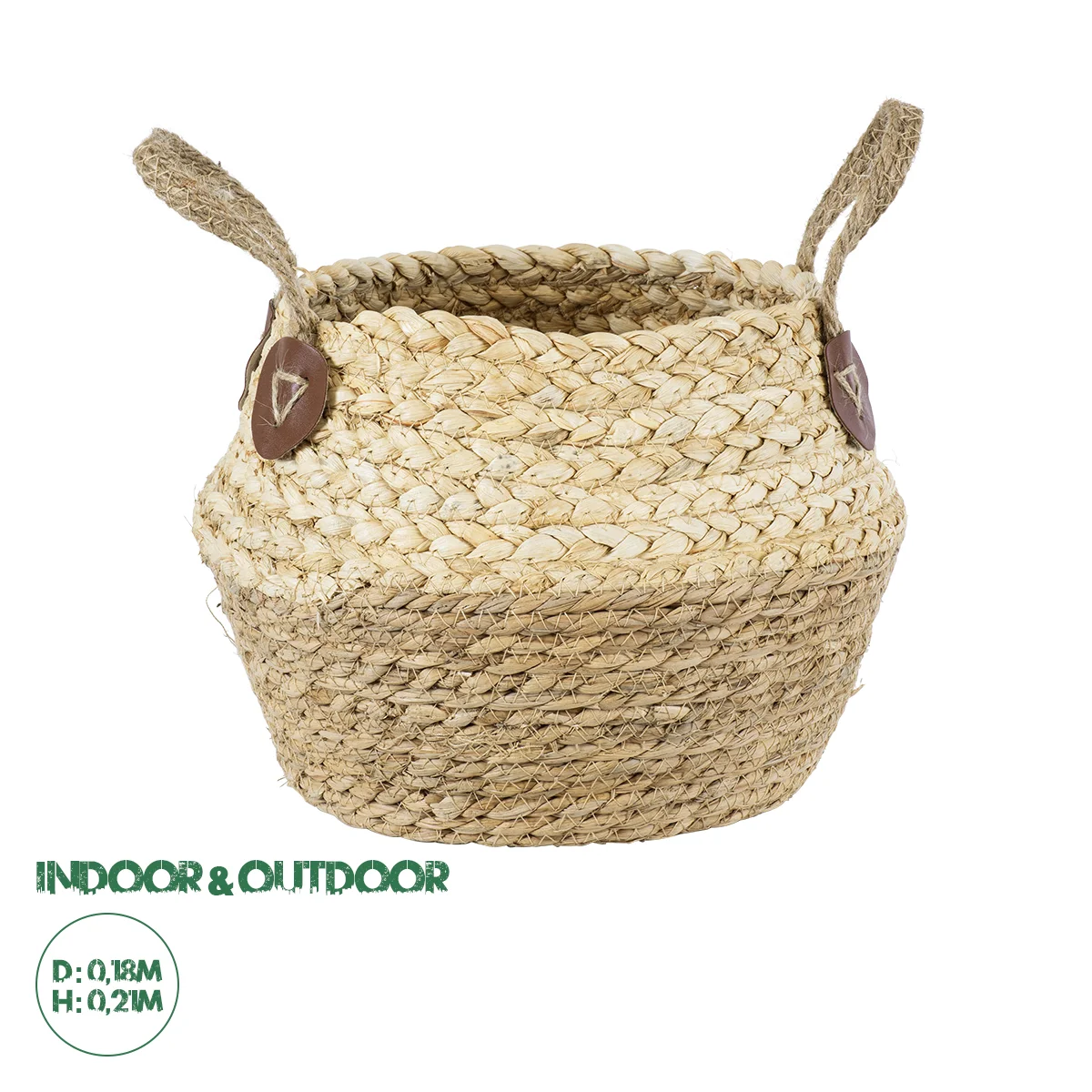Φωτογραφία προϊόντος: GloboStar® Artificial Garden ANDROS 20315 Διακοσμητικό Πλεκτό Καλάθι - Κασπώ Γλάστρα - Flower Pot Καφέ με Μπεζ Φ18cm x Υ21cm
