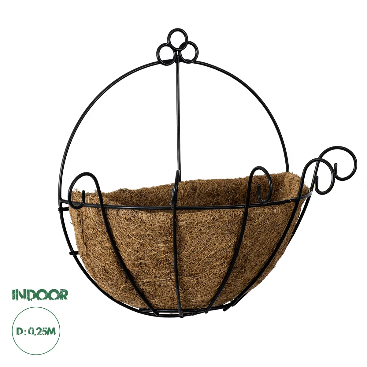 Φωτογραφία προϊόντος: GloboStar® Artificial Garden KOUFONISIA 20482 Επιτοίχιο Κασπώ Γλάστρα - Flower Pot από Φλοιό Καρύδας Καφέ Φ25cm x Υ15cm