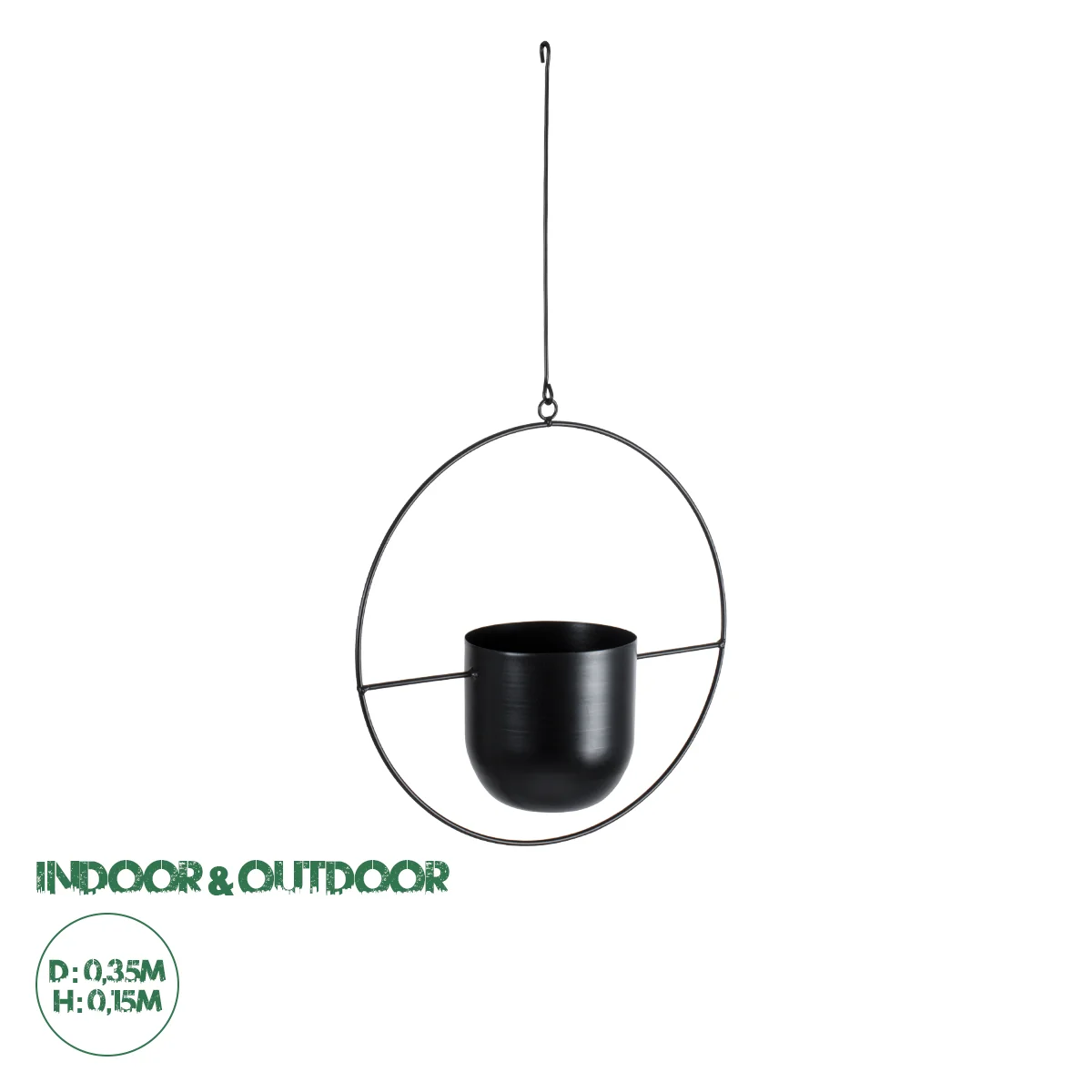 Φωτογραφία προϊόντος: GloboStar® Artificial Garden TILOS 20485 Κρεμαστό Μεταλλικό Κασπώ Γλάστρα - Flower Pot Μαύρο Φ35cm x Υ15cm