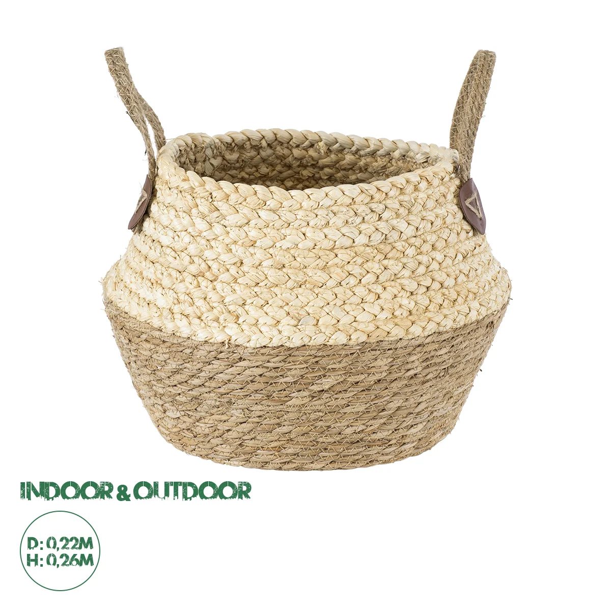 Φωτογραφία προϊόντος: GloboStar® Artificial Garden ANDROS 20316 Διακοσμητικό Πλεκτό Καλάθι - Κασπώ Γλάστρα - Flower Pot Καφέ με Μπεζ Φ22cm x Υ26cm