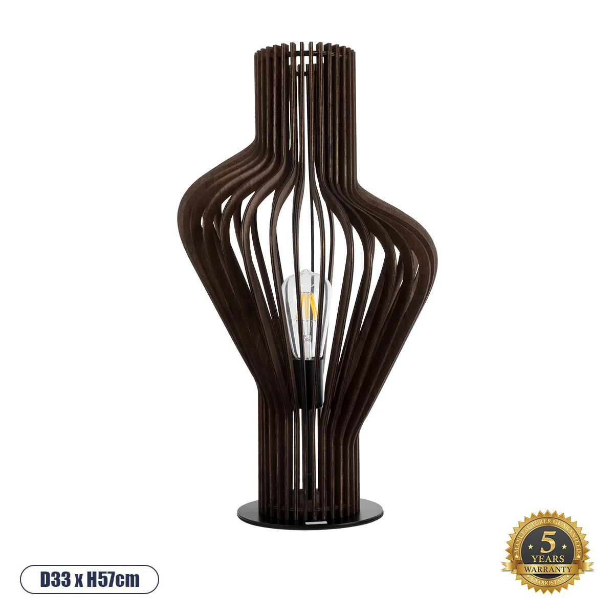 Φωτογραφία προϊόντος: GLOBOSTAR® MIHIRO 02177 Boho Επιτραπέζιο Φωτιστικό Πορτατίφ με Ντουί 1 x E27 AC 220-240V IP20 - Καφέ & Μαύρο - Μ33 x Π33 x Υ57cm