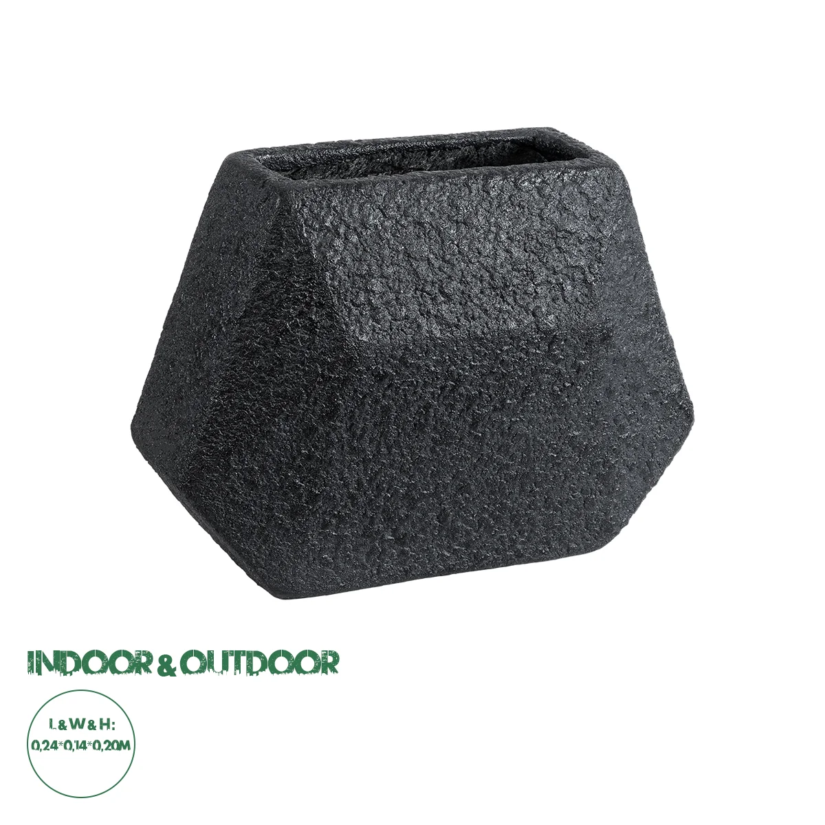 Φωτογραφία προϊόντος: GloboStar® Artificial Garden GREENWICH 20787 Επιδαπέδιο Πολυεστερικό Τσιμεντένιο Κασπώ Γλάστρα - Flower Pot Μαύρο Μ24 x Π14 x Υ20cm