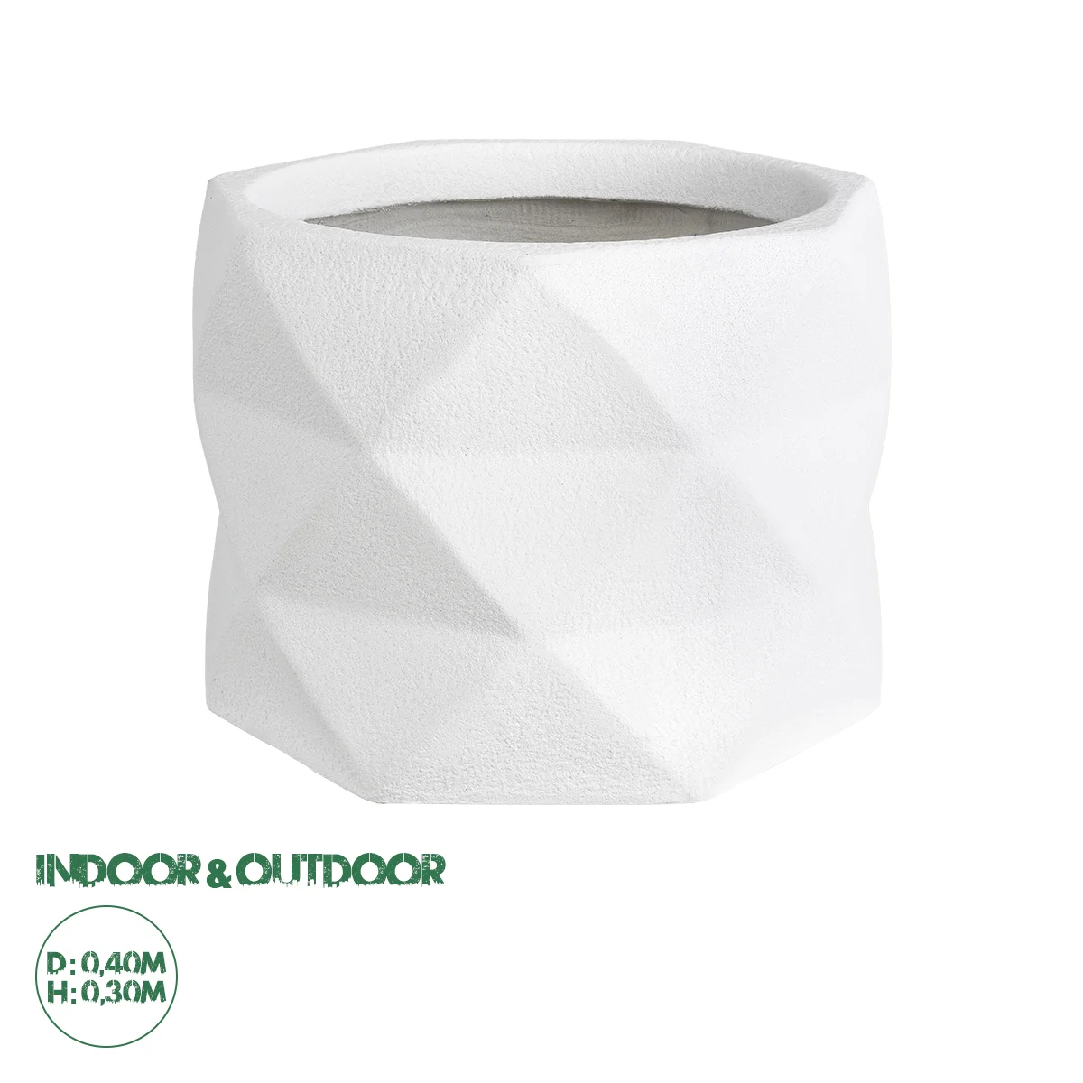 Φωτογραφία προϊόντος: GloboStar® Artificial Garden VARENNA 20742 Επιδαπέδιο Πολυεστερικό Τσιμεντένιο Κασπώ Γλάστρα - Flower Pot Λευκό Φ40 x Υ30cm