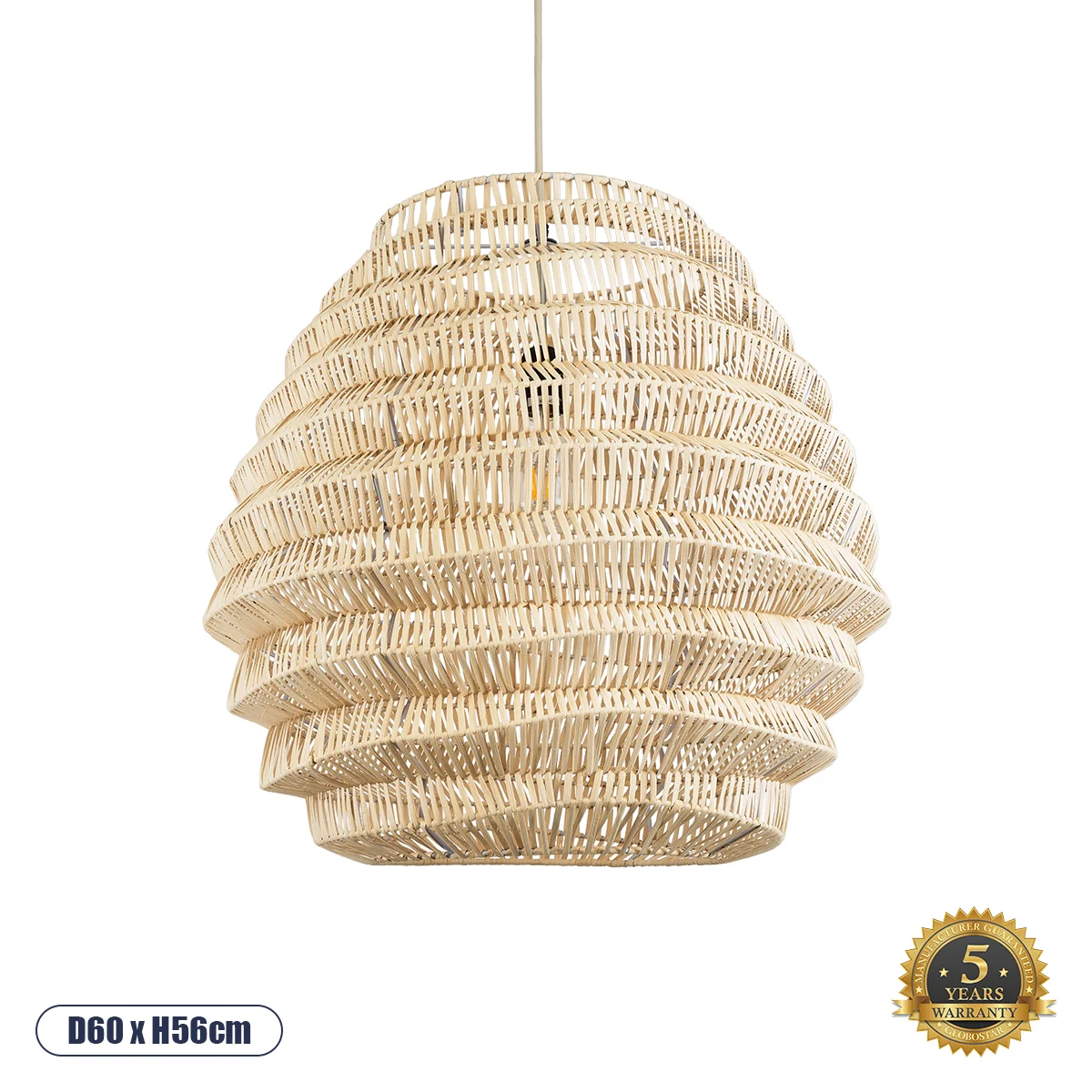 Φωτογραφία προϊόντος: GLOBOSTAR® OREGON 02206 Boho Κρεμαστό Φωτιστικό Οροφής με Ντουί 1 x E27 AC 220-240V IP20 - Μπεζ - Μ60 x Π60 x Υ56cm