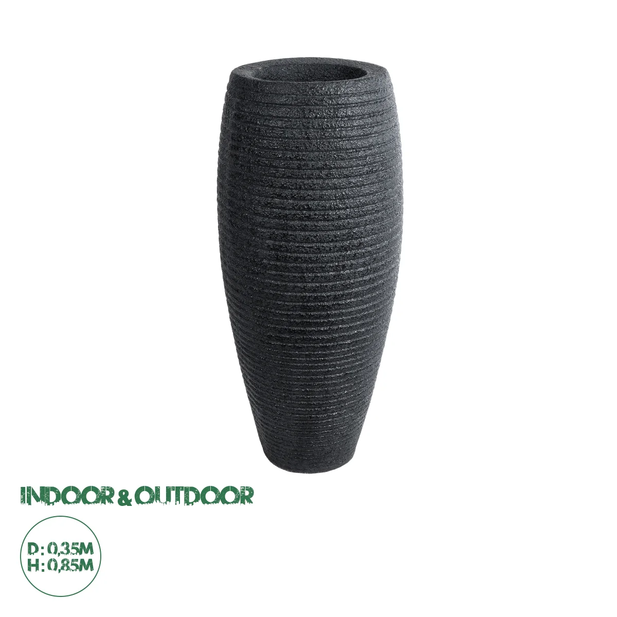 Φωτογραφία προϊόντος: GloboStar® Artificial Garden NASHVILLE 20715 Επιδαπέδιο Πολυεστερικό Τσιμεντένιο Κασπώ Γλάστρα - Flower Pot Μαύρο Φ35 x Υ85cm