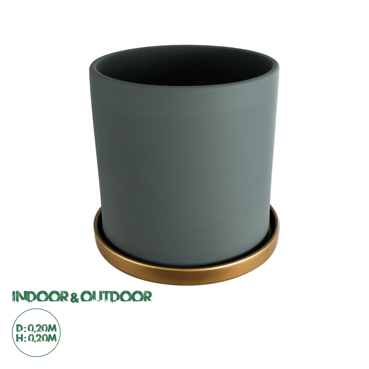 Φωτογραφία προϊόντος: GloboStar® Artificial Garden NAPOLI 20495 Διακοσμητικό Κεραμικό Κασπώ Γλάστρα - Flower Pot Γκρι Πράσινο με Χρυσό Φ20 x Υ20cm
